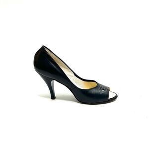 Vintage 1950s navy blue pin up peep toe heels